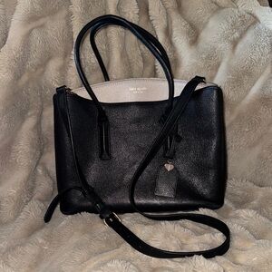 Kate Spade Black and Taupe Satchel with cross body strap